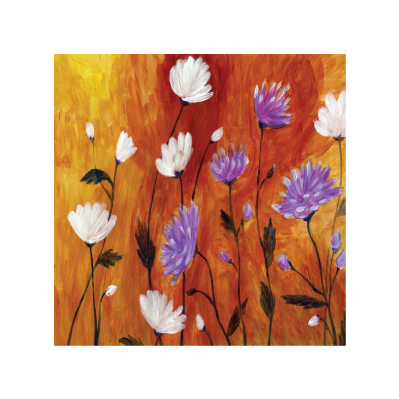 Πίνακας σε καμβά με Ζωγραφική μωβ λουλούδια